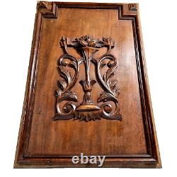 Scroll leaves wood carving panel 25.59 in Antique French architectural salvage