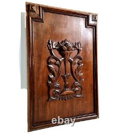 Scroll leaves wood carving panel 25.59 in Antique French architectural salvage