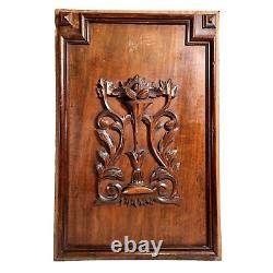 Scroll leaves wood carving panel 25.59 in Antique French architectural salvage