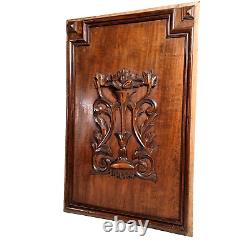 Scroll leaves wood carving panel 25.59 in Antique French architectural salvage