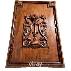 Scroll leaves wood carving panel 25.59 in Antique French architectural salvage