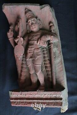 Sculpture Antique Wooden Carving Religious Figure 1900 Panel Wood Collectible