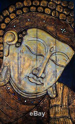 Serene Buddha wall art sculpture Panel Folding Screen Balinese wood carving