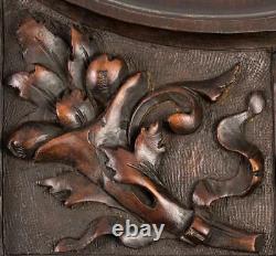 Set 4pc Antique Carved Wood Cabinet Panels, Neo-Renaissance, Gothic Cornucopia