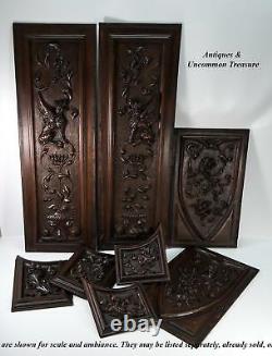 Set 4pc Antique Carved Wood Cabinet Panels, Neo-Renaissance, Gothic Cornucopia