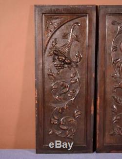 Set of 4 Antique French Walnut Wood Carved Panels
