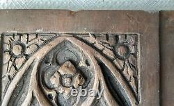 Set of 4 Vintage/Antique Medieval/ Gothic Style Carved Wooden Panels