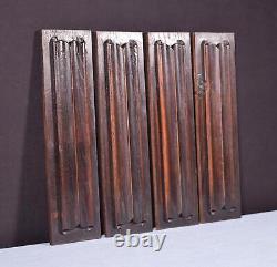 Set of Four Antique French Gothic Revival Panels in Chestnut Wood withLinen Folds