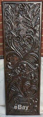 Shabby Chic Wooden Wall Hanging Panel Flower Vase Carved 100% Real Mango Wood