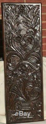 Shabby Chic Wooden Wall Hanging Panel Flower Vase Carved 100% Real Mango Wood