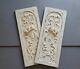 Shabby Carved Wood Panel Pair Bow Basket Salvaged Architectural