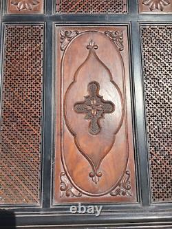 Six Panel Antique Relief Carved Wood Framed 2 Sided 26x 32