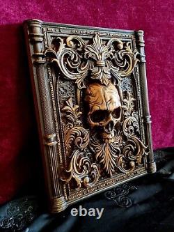Skull Gothic Gift For Friends Wood Carving Panel Wall Décor Esoteric