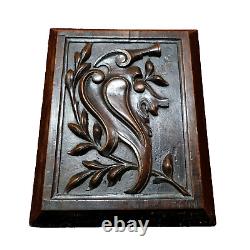 Solid scroll leaf branch carving panel 109 Antique French architectural salvage