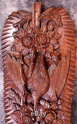 Splendid Large Antique French Wood Carved Sculpture Panel Black Forest C. 19th