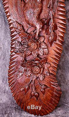 Splendid Large Antique French Wood Carved Sculpture Panel Black Forest C. 19th