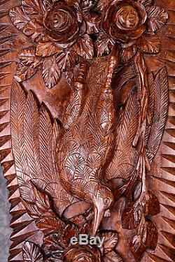 Splendid Large Antique French Wood Carved Sculpture Panel Black Forest C. 19th