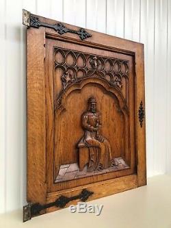 Stunning Antique Gothic Medieval Style Carved door panel in wood circa 1900