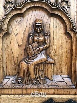 Stunning Antique Gothic Medieval Style Carved door panel in wood circa 1900 2