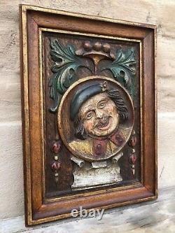 Stunning Carved Medieval Style polychrome panel in wood