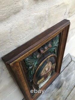Stunning Carved Medieval Style polychrome panel in wood