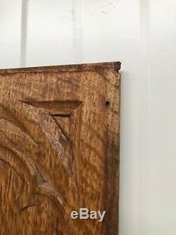Stunning Gothic Church panel in wood -carved panel in oak (1)