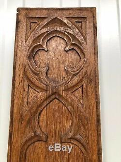 Stunning Gothic Church panel in wood -carved panel in oak (3)