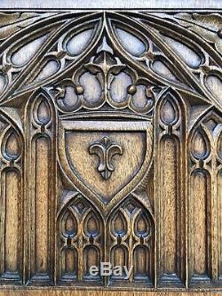 Stunning Gothic Medieval style Panel carved in wood circa 1900 (1)