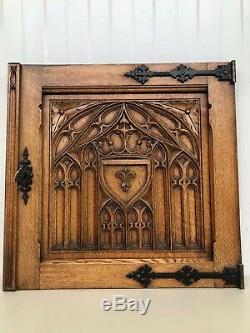 Stunning Gothic Medieval style Panel carved in wood circa 1900 (1)