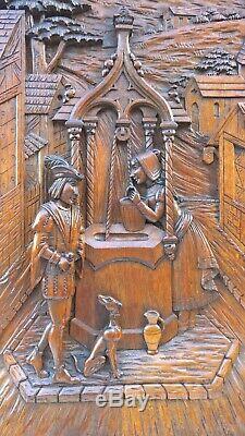 Stunning Large Door panel wood carved with Gothic water well