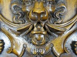 Superb French Antique Large Carved Solid Walnut Wood Panel Door Lion Head