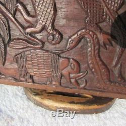 Superb Large Antique Benin Carved Hardwood Panel