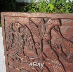 Superb Large Antique Benin Carved Hardwood Panel