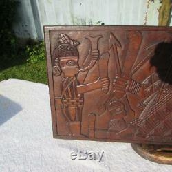 Superb Large Antique Benin Carved Hardwood Panel Dated 1939 Oba Ogbede