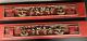 Two Different Antique Chinese Red-gilded Wood Hand Carved Long Panels-25 X 4