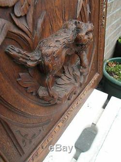 Tall French Antique Carved Panel/Door in oak Wood hunting dog 19th. C