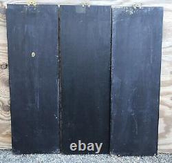 Three Antique Chinese Green Stone Carved Inlaid Wood Panel- 3 Panels