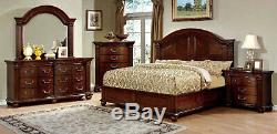 Traditional Cherry Brown Finish 5 pieces Bedroom Set w. King Size Panel Bed ICAG