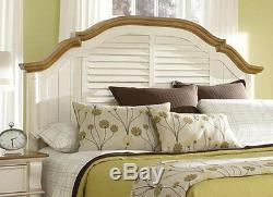 Traditional Cottage White & Brown Finish 5pcs Bedroom Set with King Panel Bed A7M