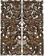 Traditional Thai Figure Asian Wall Art Carved Wood Panels Home Decor. Dark Brown