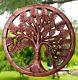 Tree Of Life Wall Art Plaque Panel Hand Carved Wood Mahogany Balinese 7.75