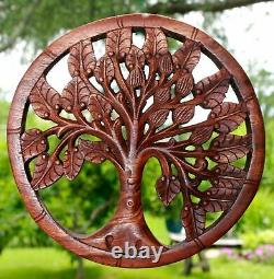 Tree of life Wall Sculpture Panel Hand Carved wood Mahogany Balinese Art