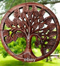 Tree of life Wall Sculpture Panel Hand Carved wood Mahogany Balinese Art