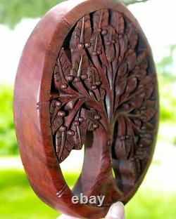 Tree of life Wall Sculpture Panel Hand Carved wood Mahogany Balinese Art