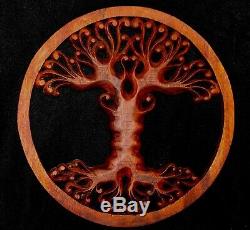 Tree of life Wall Sculpture Plaque Panel Hand Carved wood Mahogany Balinese Art