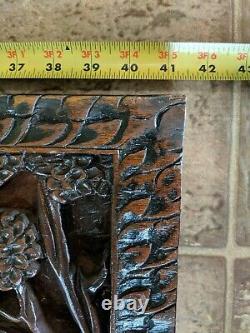Tribal Architectural CARVED wood panel elephants logging jungle art Wall Decor
