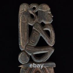 Tribal Asmat Wood Story Board Panel Carved Papua New Guinea Sculpture Fine Art