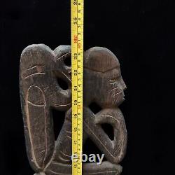 Tribal Asmat Wood Story Board Panel Carved Papua New Guinea Sculpture Fine Art