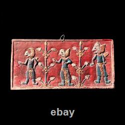 Tribal Story Board Panel Antique Bali Aga Primitive Wooden Carving Fine Art