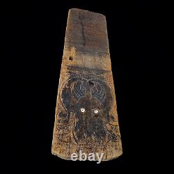 Tribal Torajan Carved Wood Panel Buffalo Vintage Primitive Tanah Toraja Carving